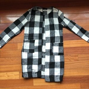 Shein black and white buffalo check coat.